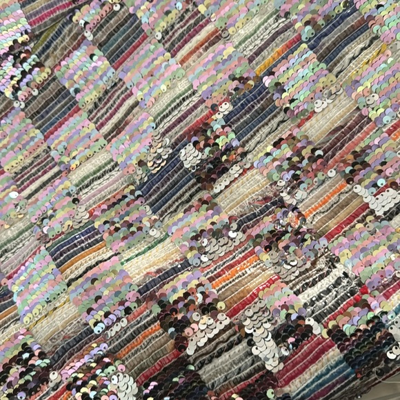 Silver Sequin Multi Checkerboard Mini Skirt Sz S New - Picture 8 of 13